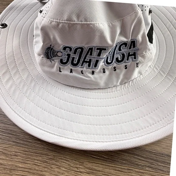 GOAT USA Men's Lacrosse Bucket Hat White Wide Brim NWT Outdoors SUn Protection - Picture 1 of 8